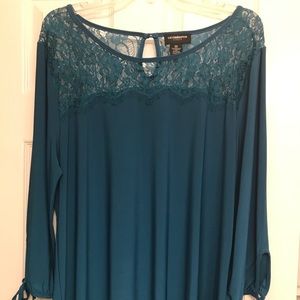 Liz Claiborne Teal Lace Top